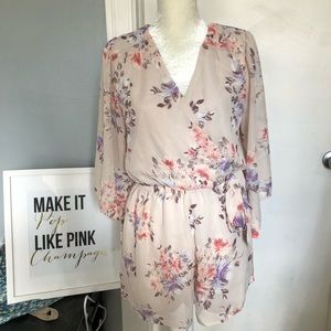 NWT floral faux wrap romper M